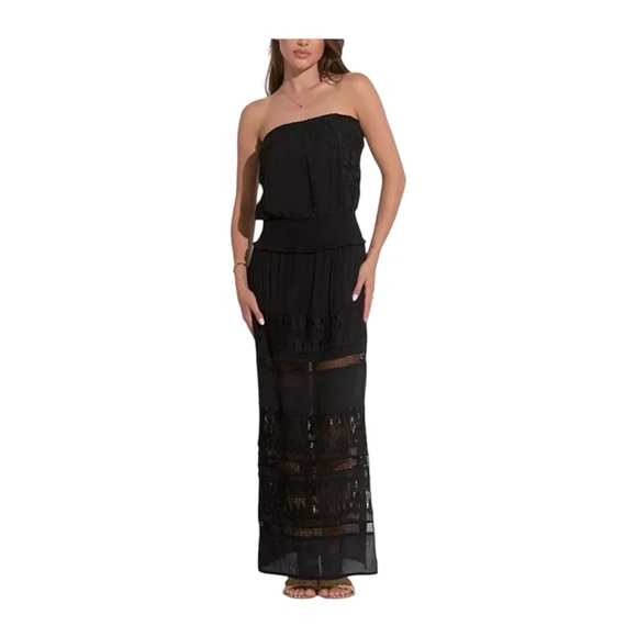 Elan Dresses & Skirts - Elan Strapless Crochet Maxi Dress Black